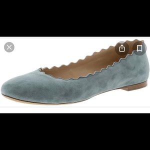 Chloe scalloped Lauren suede blue flat